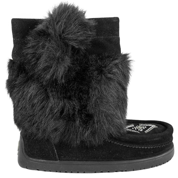 Manitobah Snowy Black Fur-Trimmed Winter Boots - Picture 2 of 6